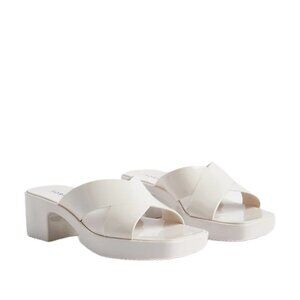 Torrid Womens New Cream Y2K Chunky Heel Jelly Criss Cross Heel Sandals 11WW